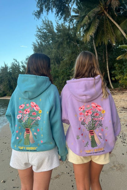 Heather Floral Embroidered Hoodie