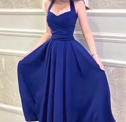 Sophia Royal Blue Halter Dress