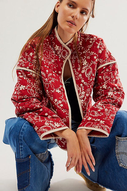 Mia Bandana-Print Quilted Jacket