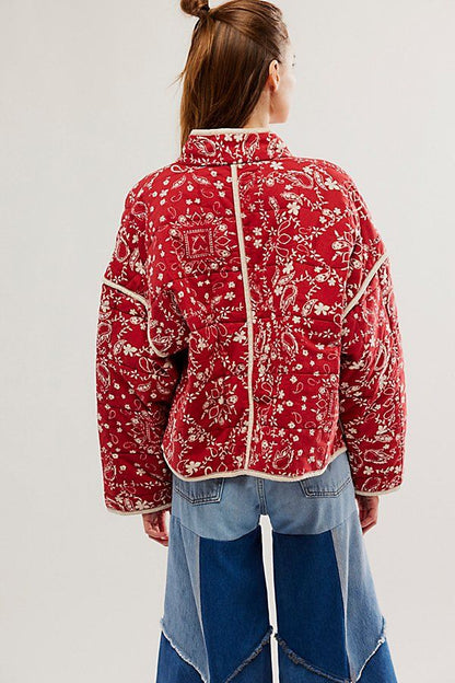 Mia Bandana-Print Quilted Jacket