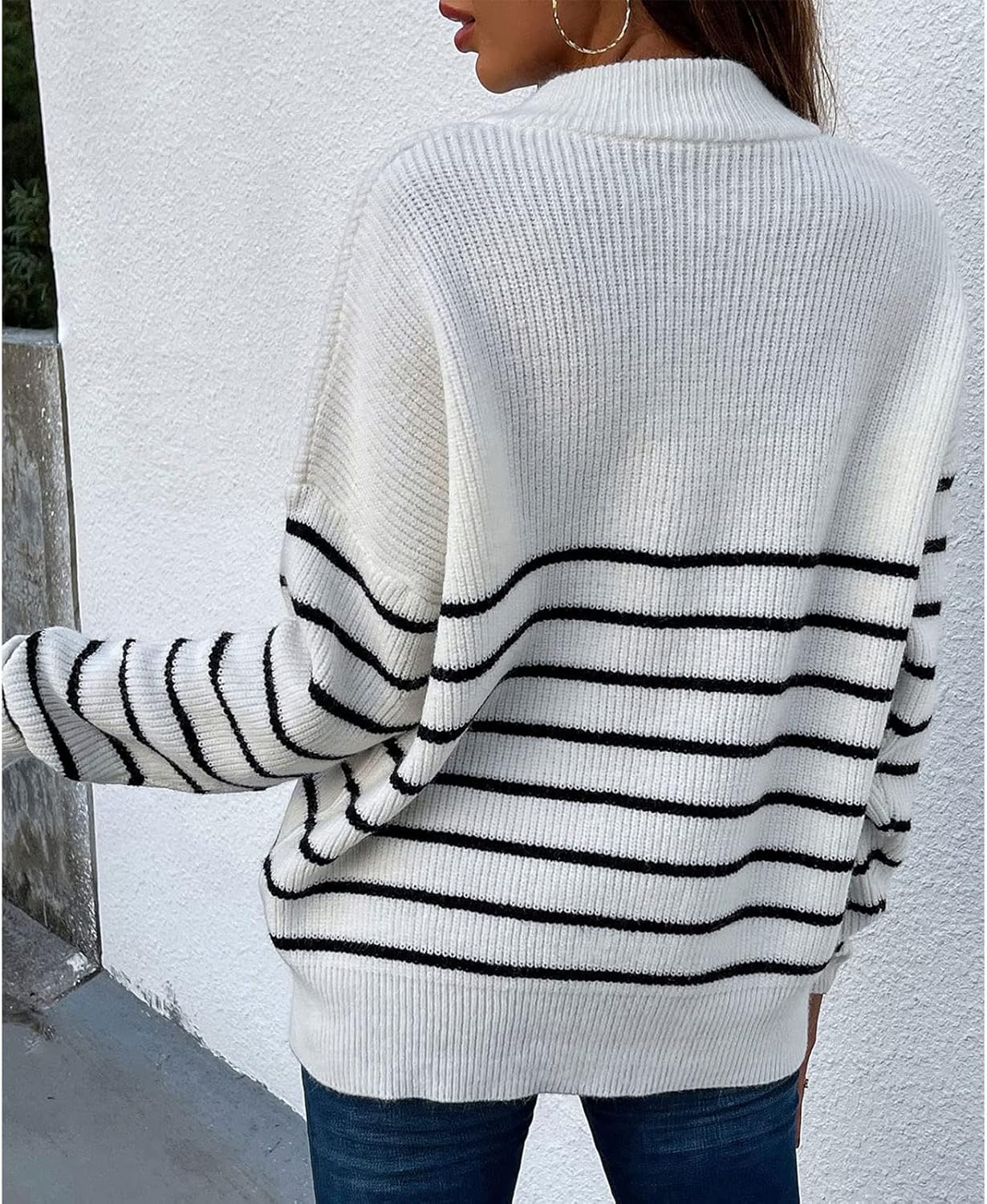 Lila Striped Half-Zip Sweater