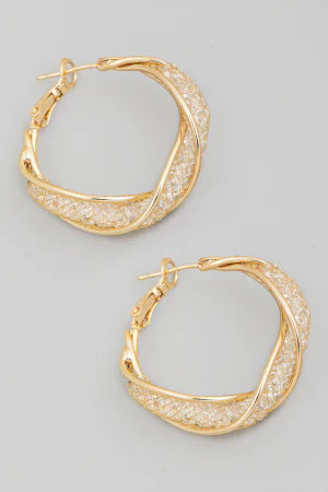 Golden Twisted Hoop Earrings