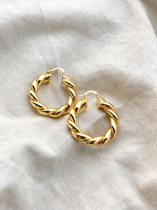 Golden Braided Hoop Earrings