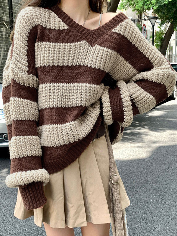 Chloe Brown & Cream Stripe Knit Sweater