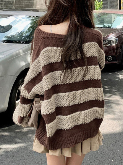 Chloe Brown & Cream Stripe Knit Sweater