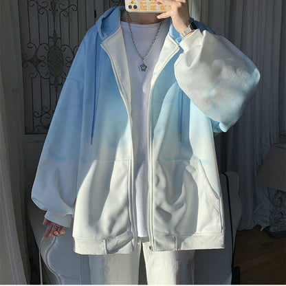 Loose Gradient Zip-up Hoodie