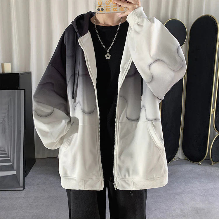 Loose Gradient Zip-up Hoodie