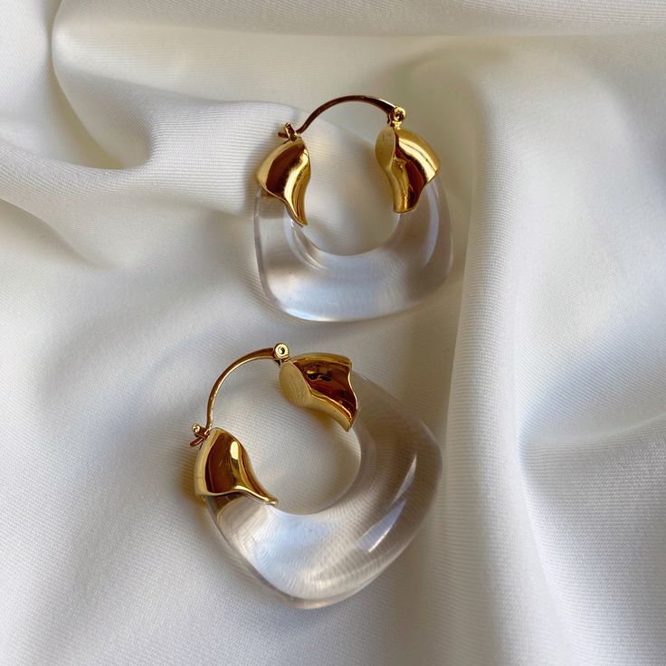 Elegant Gold and Lucite Hoops