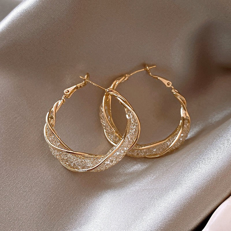 Golden Twisted Hoop Earrings