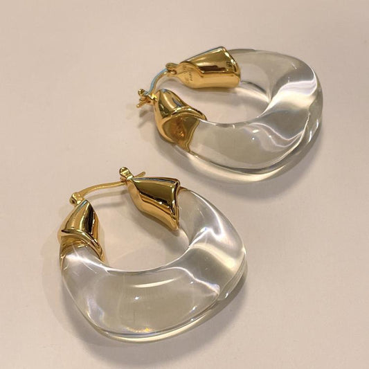 Elegant Gold and Lucite Hoops