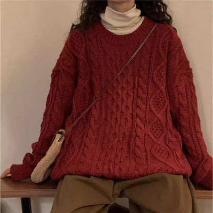 Red Cable Knit Sweater