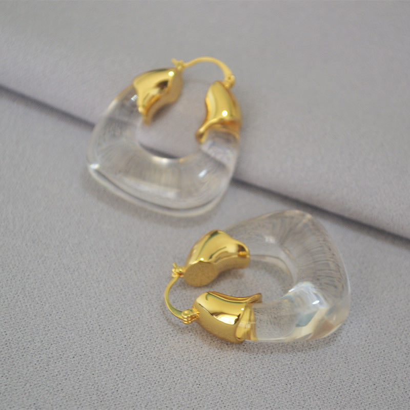 Elegant Gold and Lucite Hoops