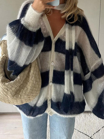 Chunky Knit Striped Cardigan