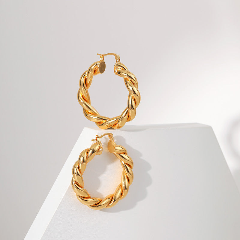 Golden Braided Hoop Earrings