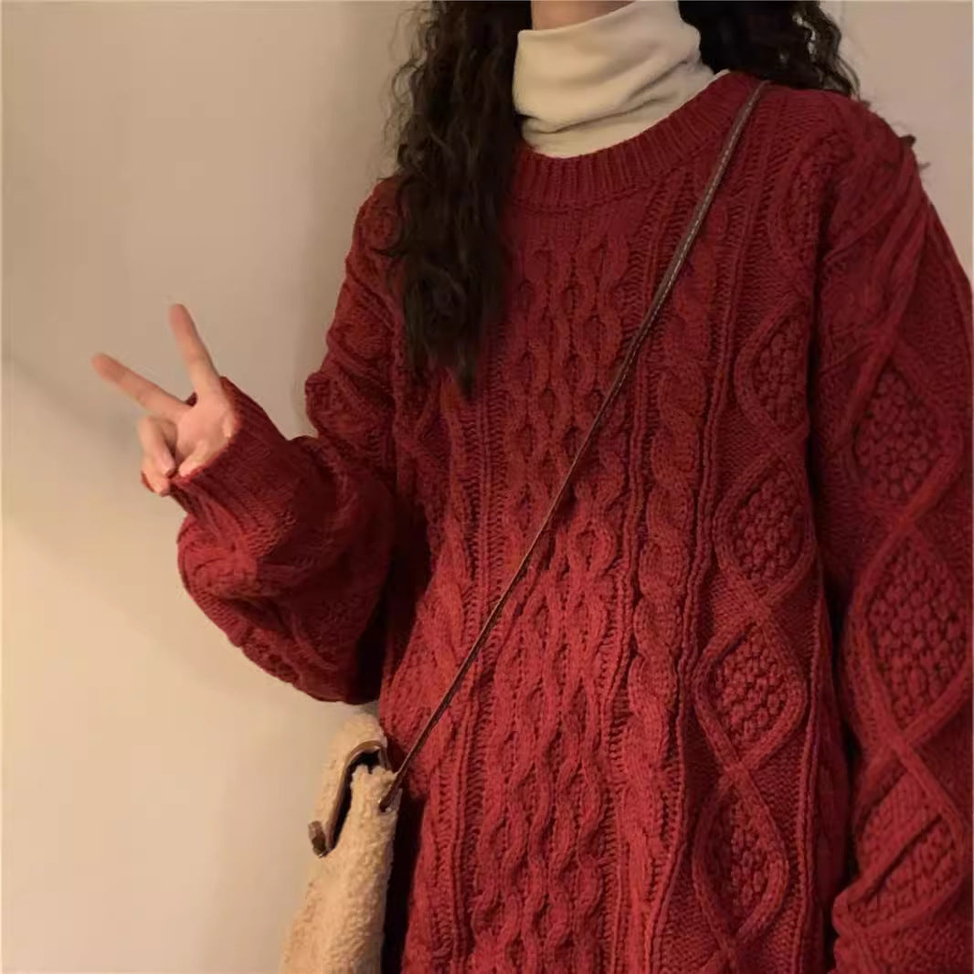 Red Cable Knit Sweater