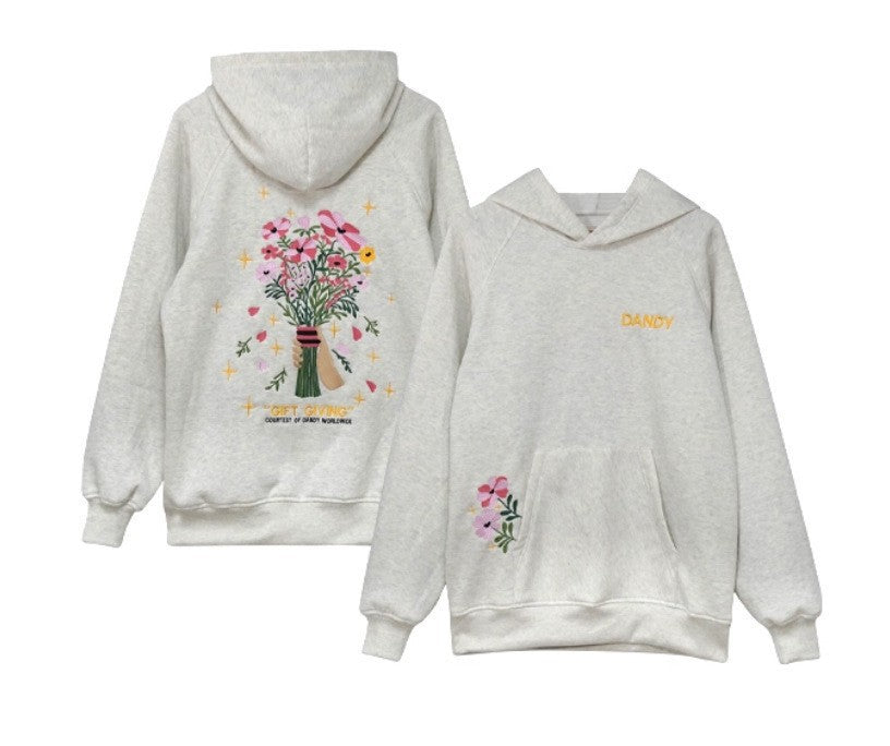 Heather Floral Embroidered Hoodie