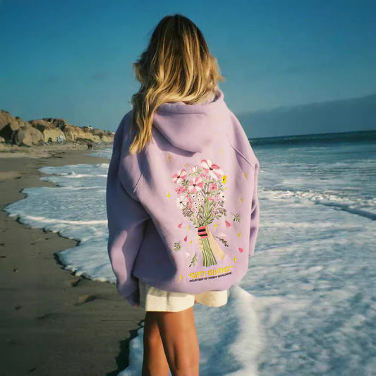 Heather Floral Embroidered Hoodie