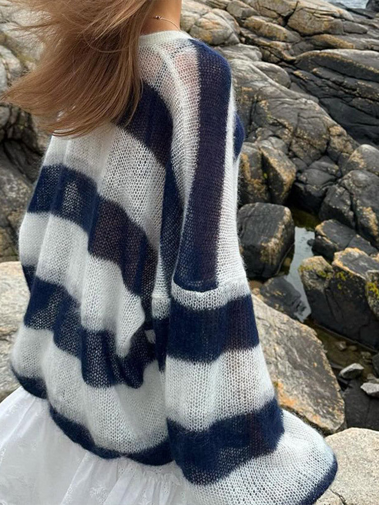 Chunky Knit Striped Cardigan