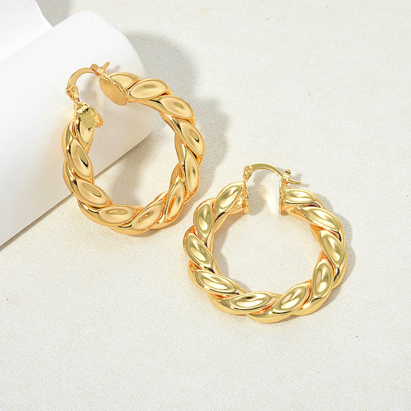 Golden Braided Hoop Earrings