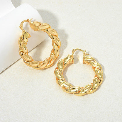 Golden Braided Hoop Earrings