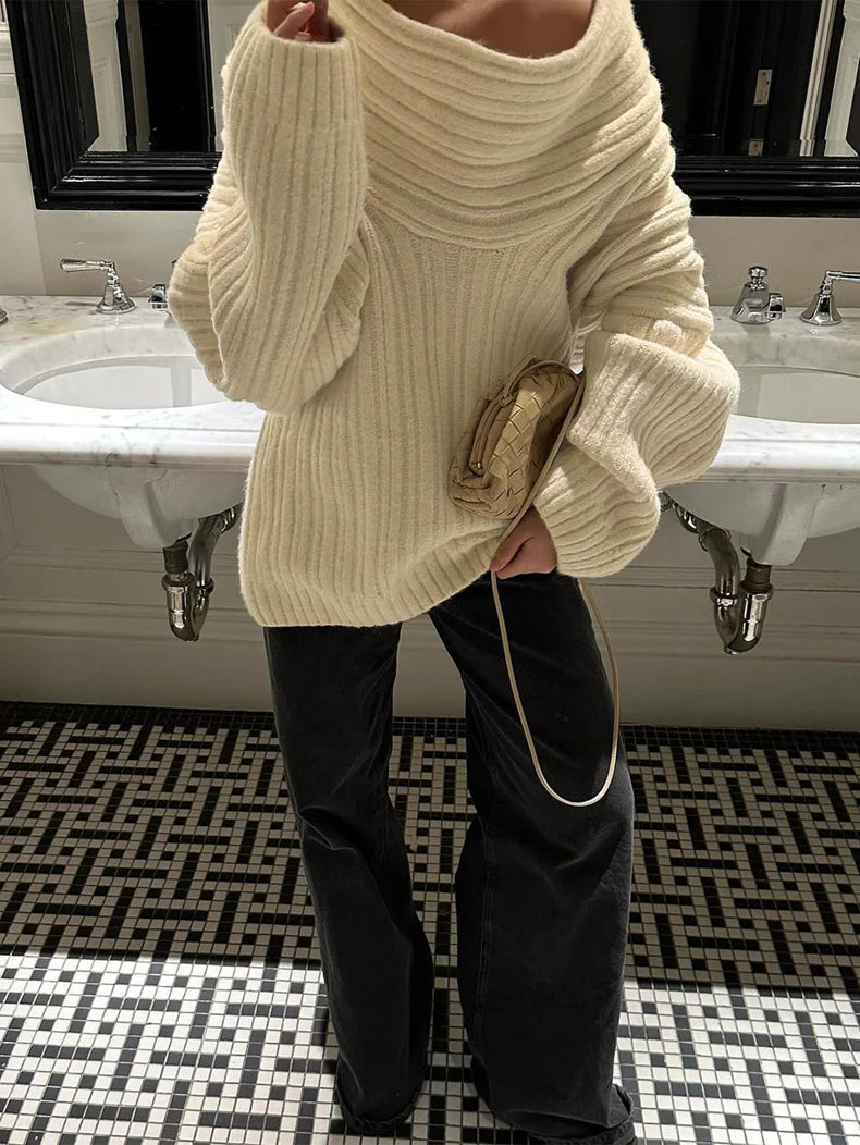 Off-the-Shoulder Ribbed Sweater