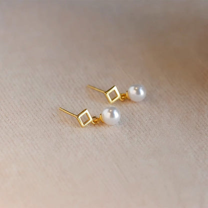 Modern Geometric Pearl Earrings