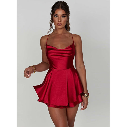 Radiant Red Satin Mini Dress