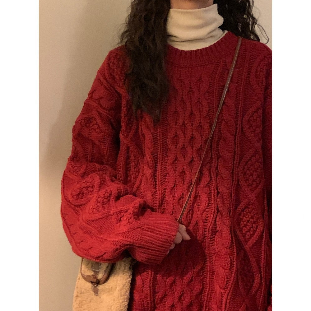 Red Cable Knit Sweater