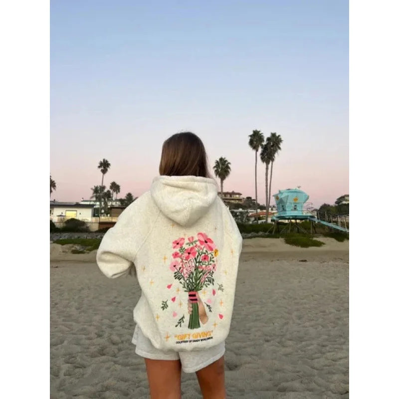 Heather Floral Embroidered Hoodie