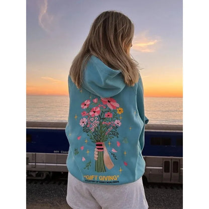 Heather Floral Embroidered Hoodie