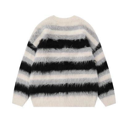 Mia Striped Fuzzy Cardigan