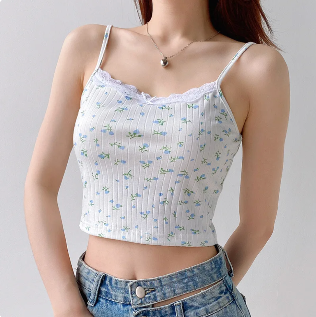 Floral Stripe Crop Top