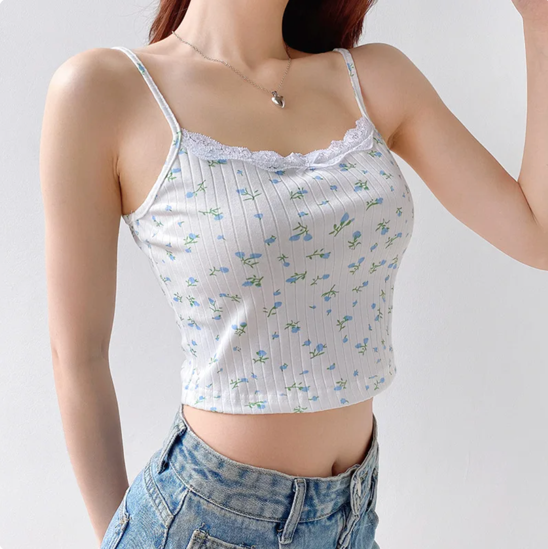 Floral Stripe Crop Top