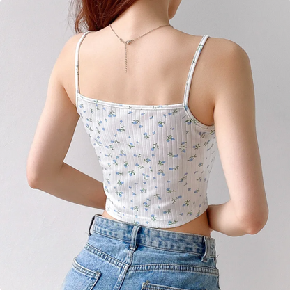 Floral Stripe Crop Top