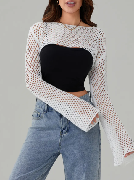 Zara Mesh Knit Bolero Top