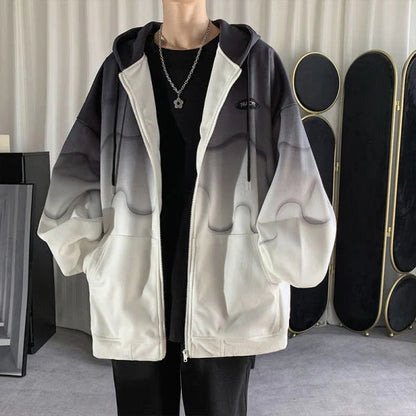 Loose Gradient Zip-up Hoodie