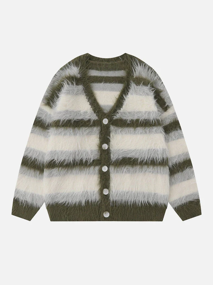 Mia Striped Fuzzy Cardigan