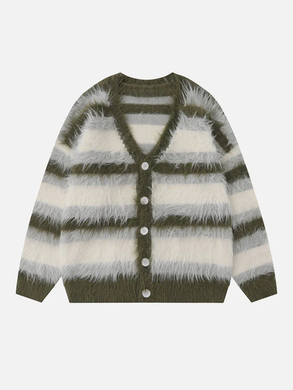 Mia Striped Fuzzy Cardigan