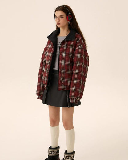 Ruby Plaid Puffer Jacket