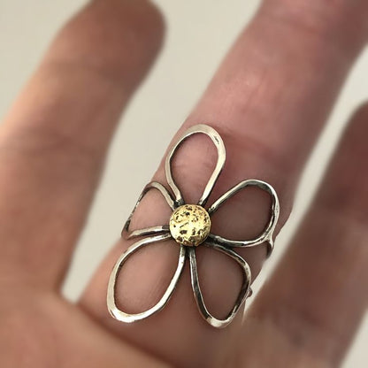 Handmade Floral Silver Ring