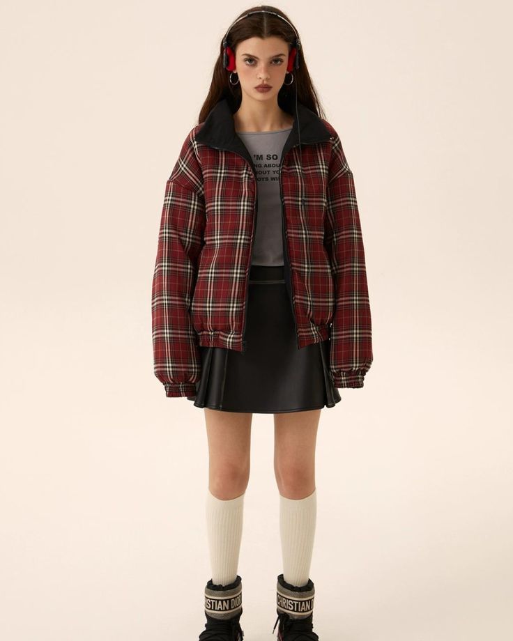 Ruby Plaid Puffer Jacket