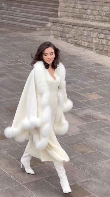 White Faux Fur Cape Coat