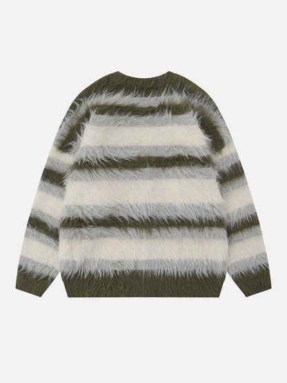 Mia Striped Fuzzy Cardigan