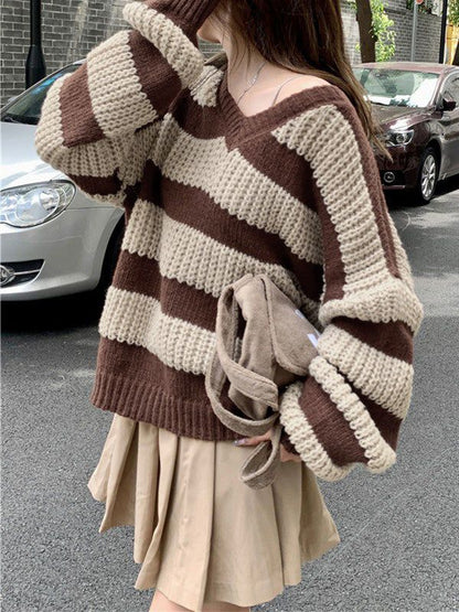 Chloe Brown & Cream Stripe Knit Sweater