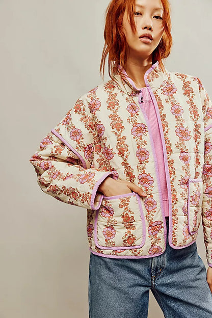 Mia Bandana-Print Quilted Jacket