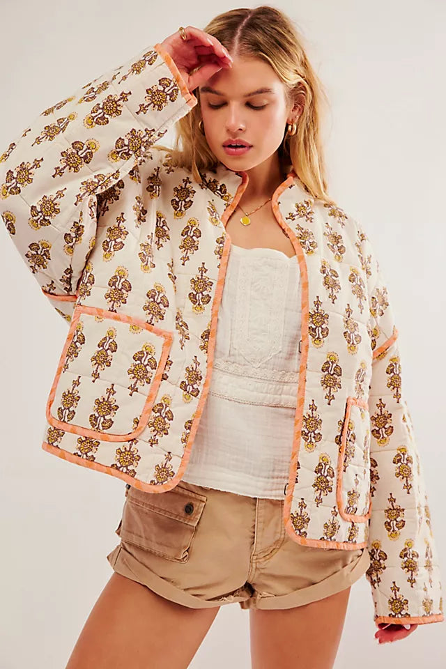 Mia Bandana-Print Quilted Jacket