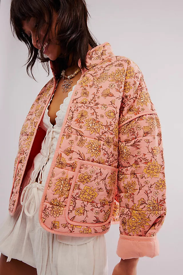 Mia Bandana-Print Quilted Jacket