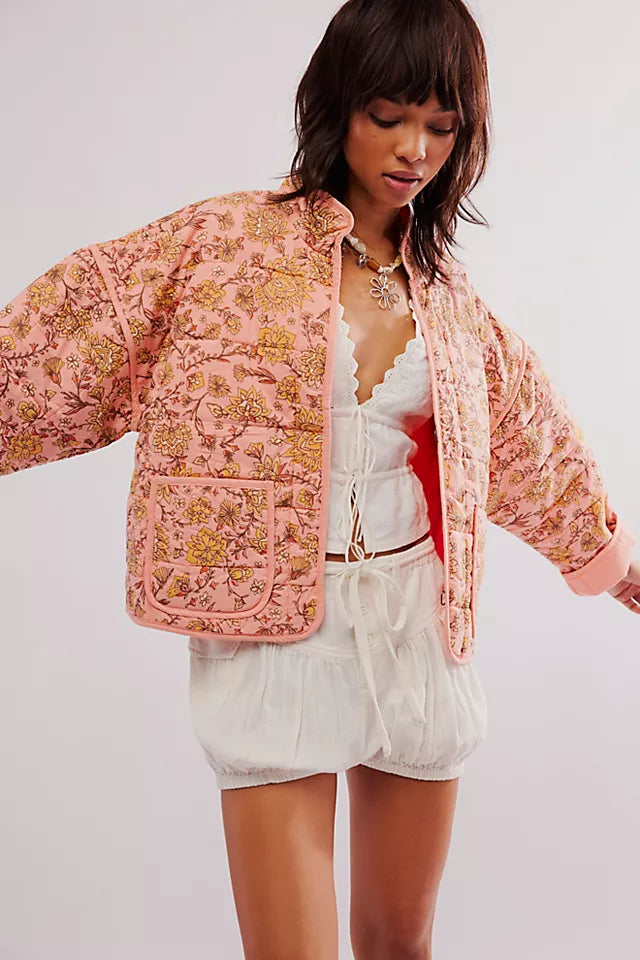 Mia Bandana-Print Quilted Jacket