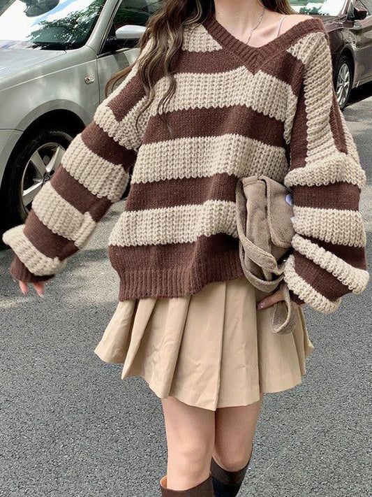 Chloe Brown & Cream Stripe Knit Sweater