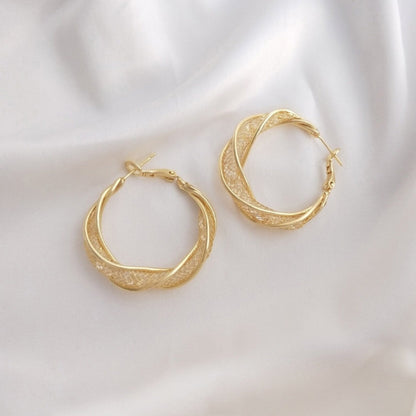 Golden Twisted Hoop Earrings